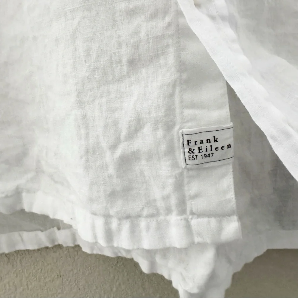 Frank and Eileen Hunter Linen Shirt Dress Med White Long Sleeve Casual Coastal - Picture 10 of 13